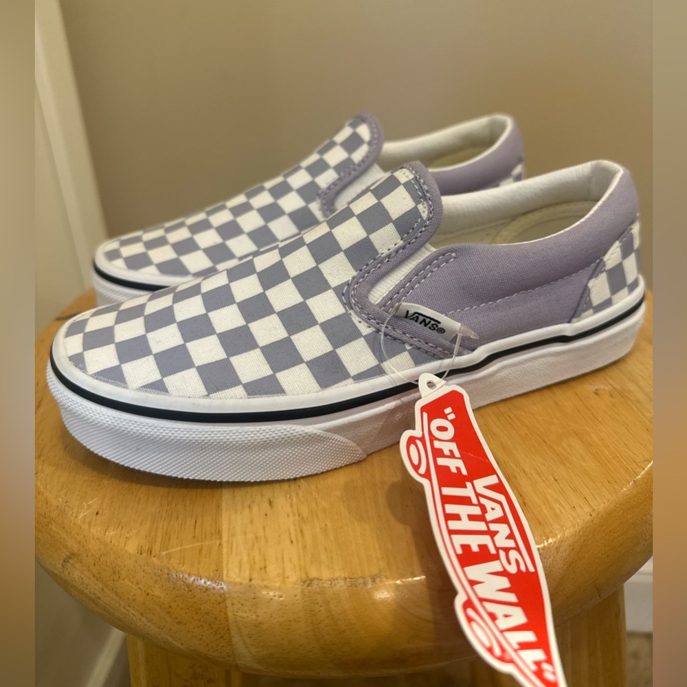 NWT GIRLS SLIP ON CHECKERED SHOES